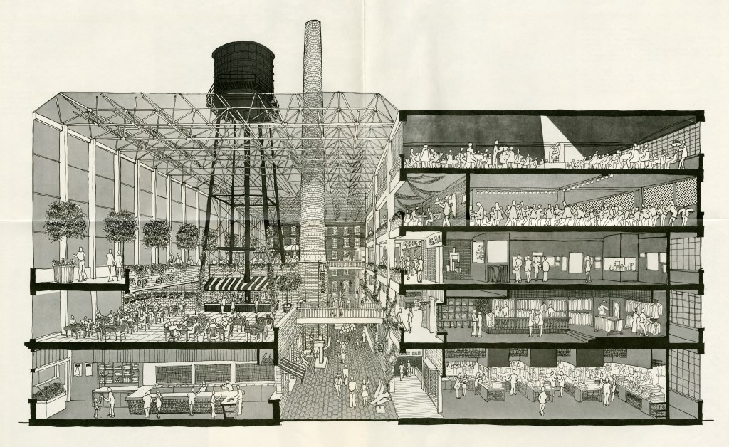 c. 1976, section drawing of Americal’s plan for the property.