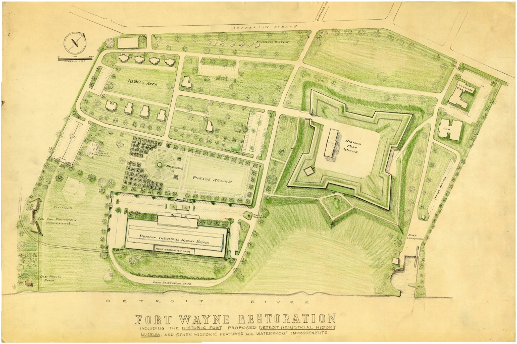 c. 1965, Fort Wayne Restoration, Including the Historic Fort, Proposed Detroit Industrial History Museum, and Other Historic Features and Waterfront Improvements.