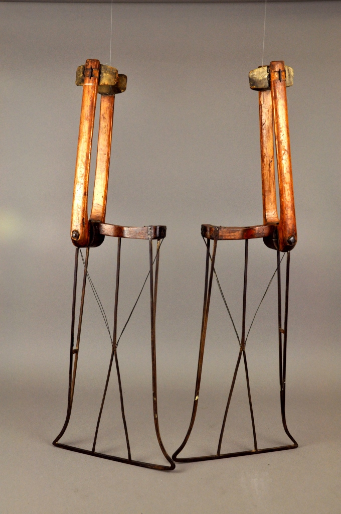 John Miner’s stilt-skates in the collection of the Detroit Historical Society