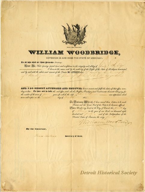 Certificate signed by William Woodbridge, 1840 - 1947.082.272