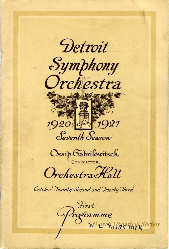 Detroit Symphony Orchestra Program, 1920 – 1949.256.001