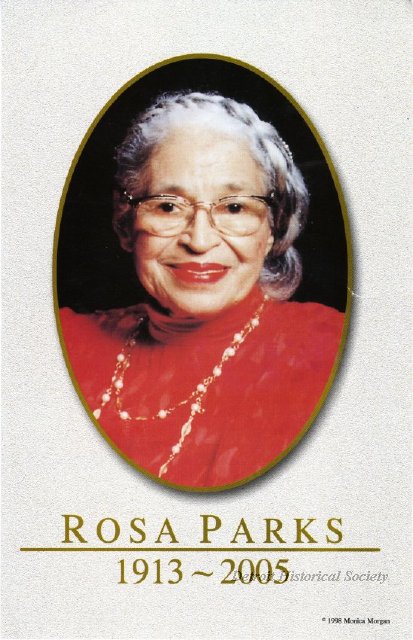 Memorial card from services for Rosa Parks, 2005 - 2006.063.001