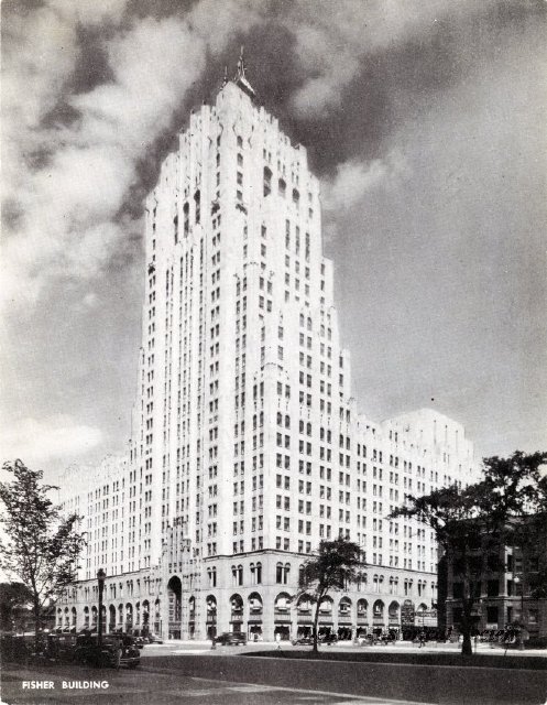 Fisher Building postcard, 1930