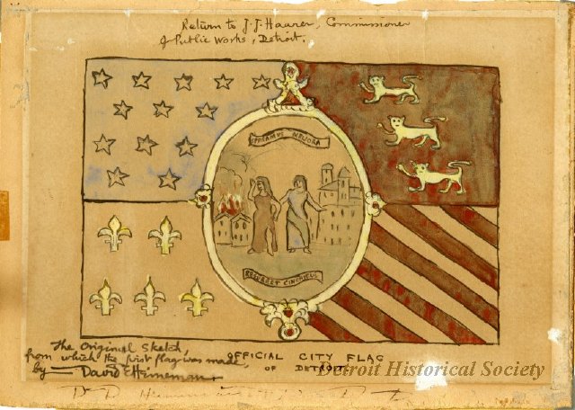 Original sketch of the Flag of Detroit, 1907