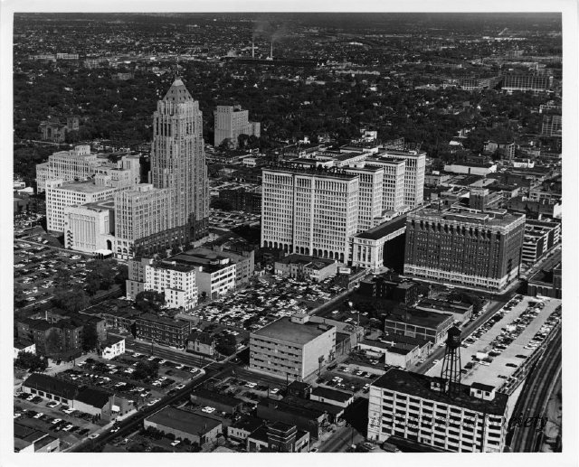 Aerial view of the New Center area, 1965 - 2009.019.339