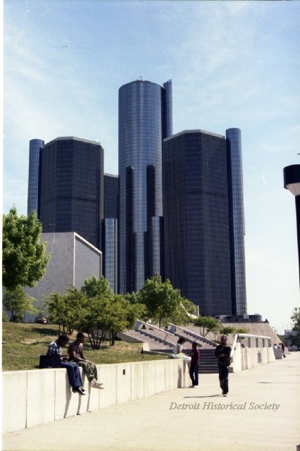 View of the Renaissance Center from the Riverwalk, 1985 - 2009.019.444c