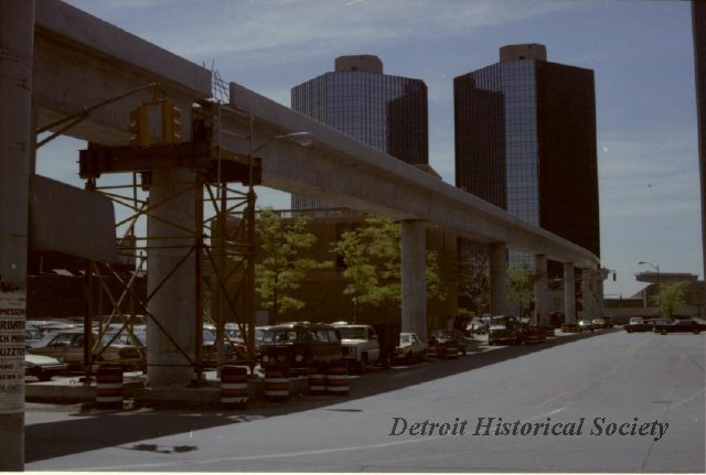 Detroit People Mover under construction