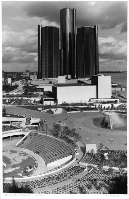 View of the riverfront showing the Renaissance Center, 1979 - 2010.033.255