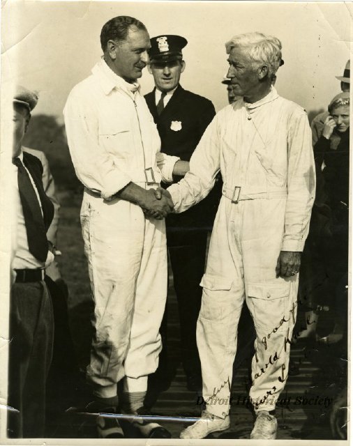 Gar Wood (right) and Kaye Don in their racing overalls, 1932 - 2010.052.002