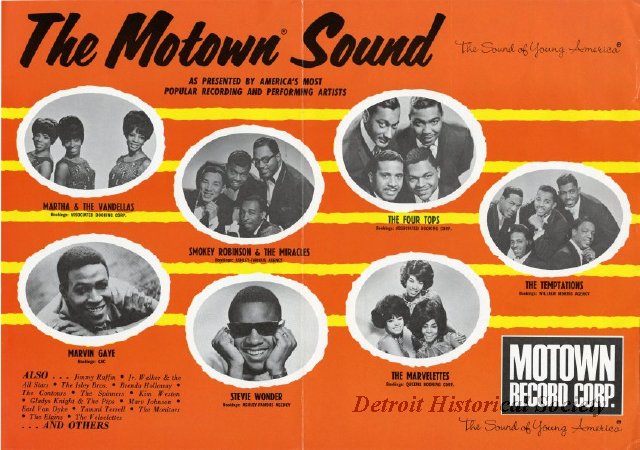 Flyer showing several Motown acts for whom Holland-Dozier-Holland wrote songs, 1966