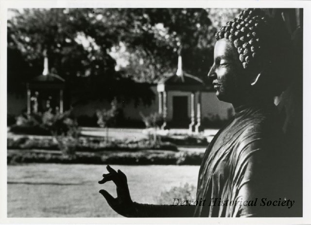 Statue and gazebos at the Fisher Mansion, 1985