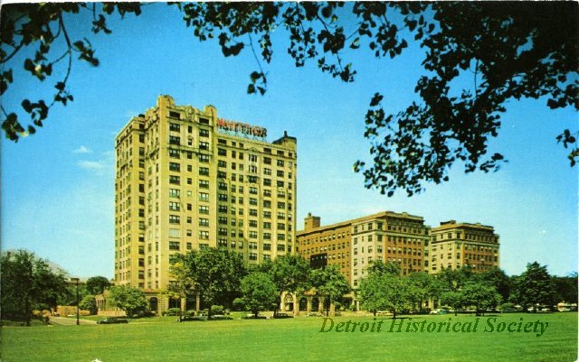 Postcard showing The Whittier from Henderson Park, 1950s - 2012.044.921