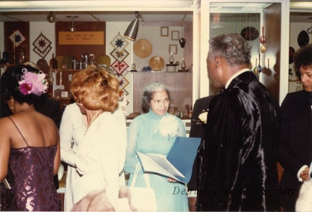 Rosa Parks receiving guests at the Detroit Historical Museum, 1970s - 2013.041.567